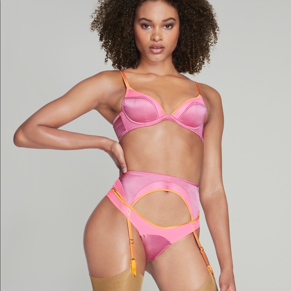 Agent Provocateur Sorbet 34b bra and size 2 garter NWT